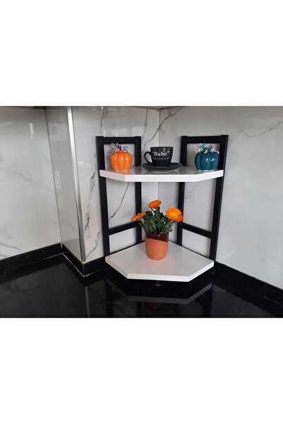 AKIS HOME Tezgah Üstü Köşe Raf İkili Beyaz