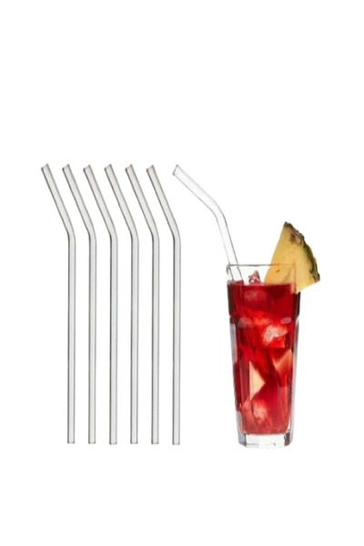 abenim Glass Straw 6 Pieces Curved