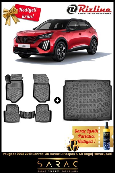 Rizline Peugeot 2008 Benzin/dizel 2019 Sonrası 3d Havuzlu Paspas & Alt Bagaj ...