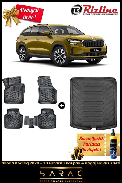 Rizline Skoda Kodiaq 2024 - 3D Havuzlu Paspas & Bagaj Havuzu Seti+(HEDİYELİ!)