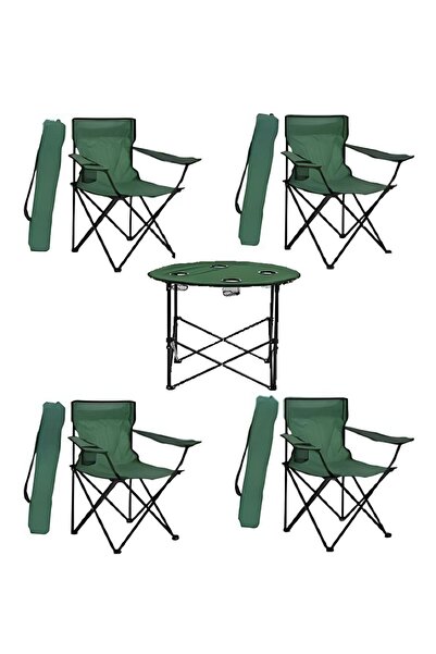 EFESER KATLANIR 70CM MASA VE 4  SANDALYE SETİ YEŞİL