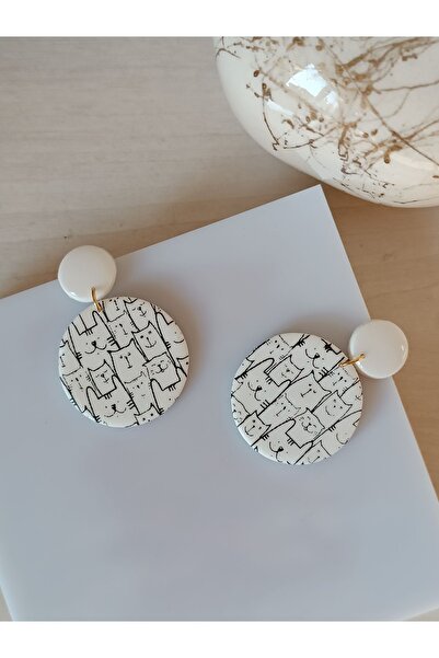 La fee aksesuar KEDİ & KÖPEK AKSESUAR SİYAH & BEYAZ POLİMER KİL KÜPE