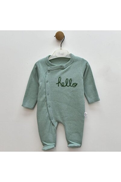 Tiny World Hello Embroidered Side Open Jumpsuit with Booties