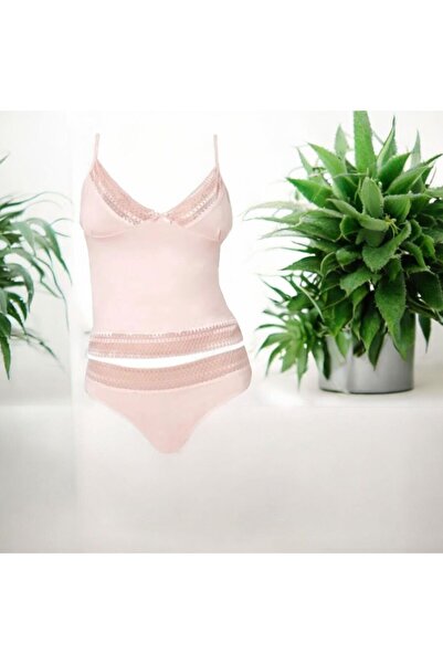 White Velvet Čipka detaljne ženske majice bez rukava i Rebrasta pletenina set...