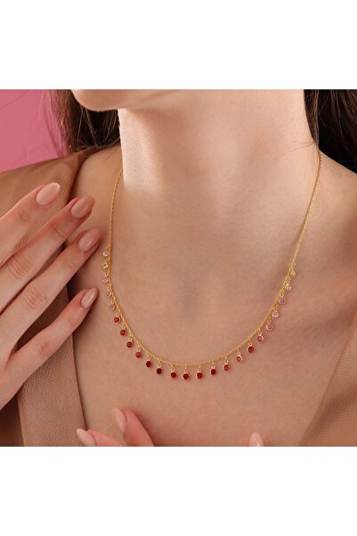 Queen Silver Jewelry 925 ayar gümüş. ful sallantılı beyazdan kırmızıya renk g...
