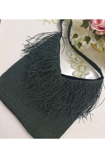 irongarden Χειροποίητη πλεκτή τσάντα ώμου από χαρτί μπακλάτας