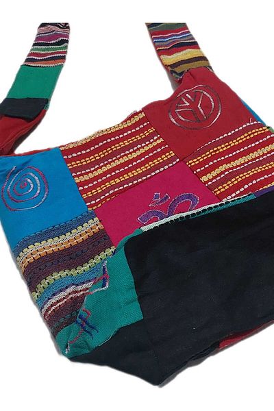 North Geantă de umăr pentru femei cu broderie și căptușeală colorată - ușă cu fermoar