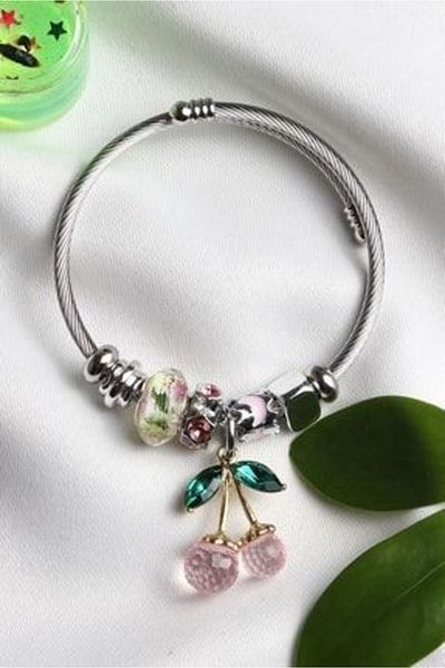 NOVAFACE Charmed Cherry Figured Women's Steel Bracelet - Classic