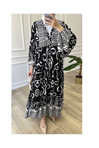 Tebessüm Life Premium Fabric Patterned Viscose Dress