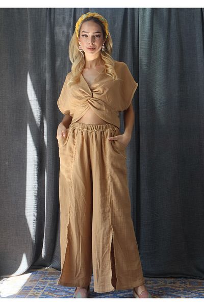 Su Koleksiyon Cameel Colorful Karama Blouse and Trousers Set