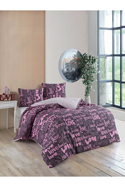 uykulife home collection Set cuvertură dublă cu model UYKULIFE Love
