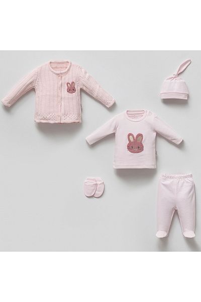 limebabies 5 Piece Cotton Baby Set - Knitwear Cardigan