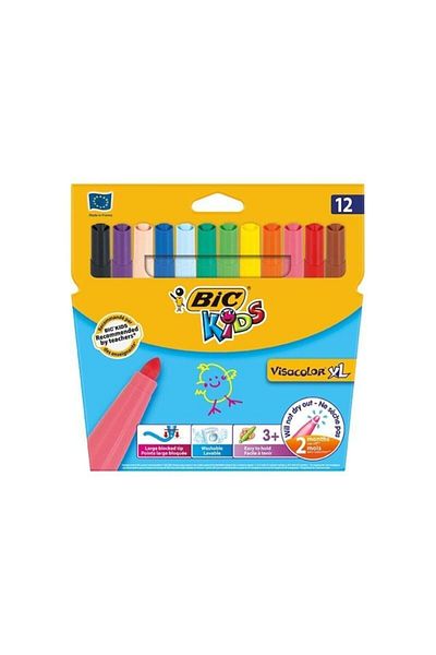 Bic Bıc 829007 Vısa Washable 12 Li Jumbo Felt Tip Crayons