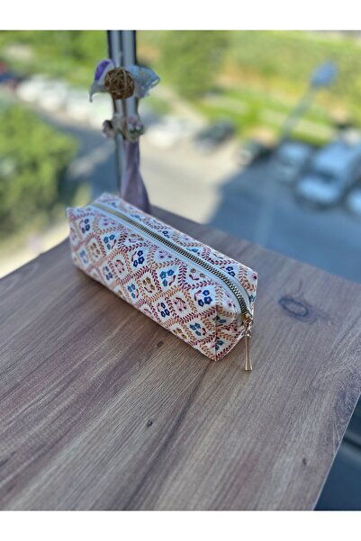 minyaturhayalim Vintage etnik desenli gold fermuarlı kalemlik boy makyaj çant...