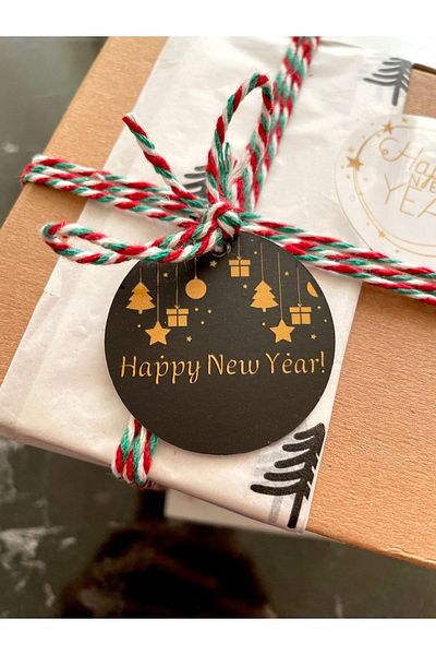 Hayal.kirtasiyesi Happy New Year 2023 - 4 cm Perforated New Year Series Sticker, 20 Pieces with Two-Way Frizz Detail