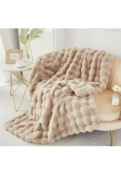 sevaradekor 200 x 75 cm Husa de canapea Bubble Plush - Şal pufos