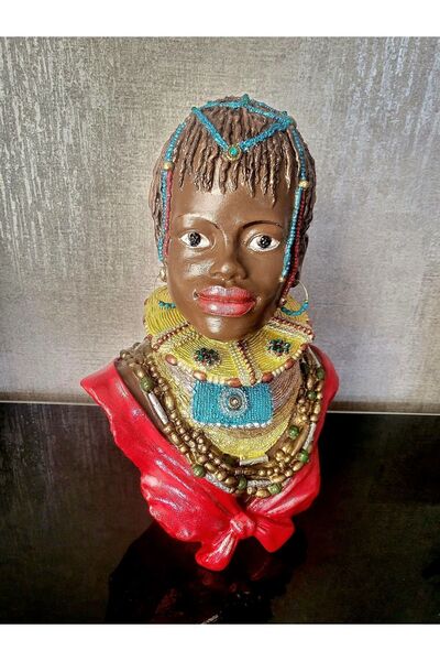 elayarts Süslü Siyahi Kız Afrikalı Kadın Biblo Salon, Cafe Dekorasyonu El Boy...