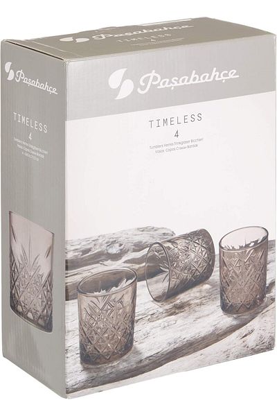 Paşabahçe Set of 4 Timeless Gray Whiskey Glasses - 345 cc