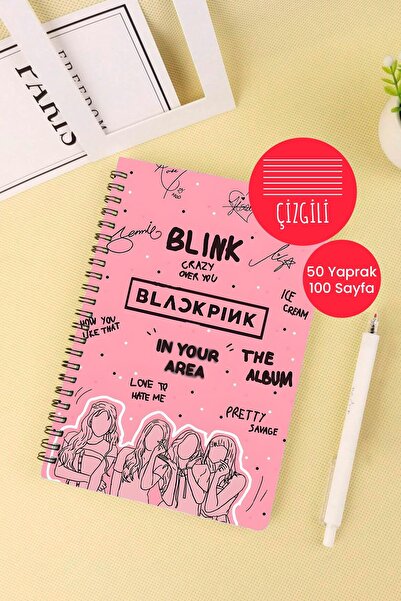 Anime Marketi Blackpink Tasarımlı A5 Spiralli Okul Defteri 50 Yaprak 100 Sayfa - Çizgili