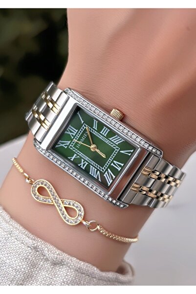 Homies HOMİES ORİJİNAL BÜYÜK KASA DİKDÖRTGEN KADIN SAAT BİLEKLİK HEDİYELİ