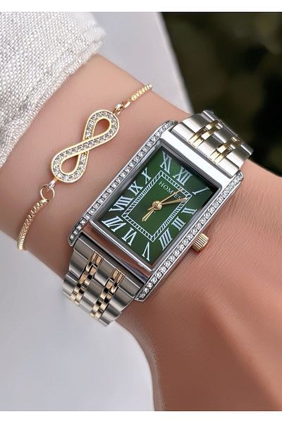 Homies HOMİES Original Large Case Rectangular Women's Watch and Gift Bracelet