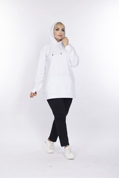 xlargebutik LARGE SIZE CLOTHING WHITE SWEATSHIRT