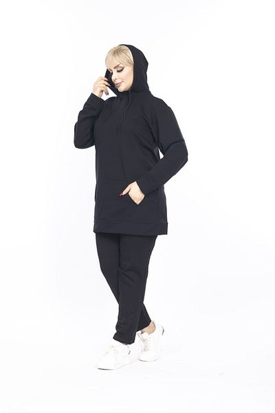 xlargebutik LARGE SIZE CLOTHING BLACK SWEATSHIRT