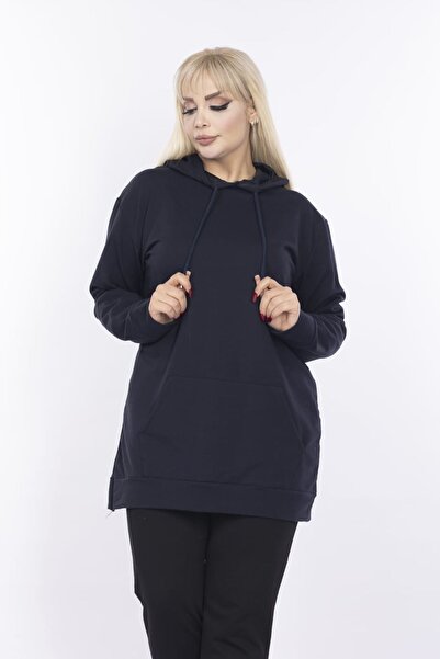xlargebutik LARGE SIZE CLOTHING NAVY BLUE SWEATSHIRT