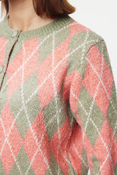 Trendyol Collection Green Knitwear Cardigan - Boucle Jacket Look, Twoaw25Hi00261