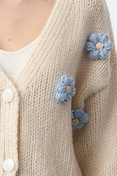 Trendyol Collection Rose Detailed Soft Textured Knitwear Cardigan - TWOAW25HI00207