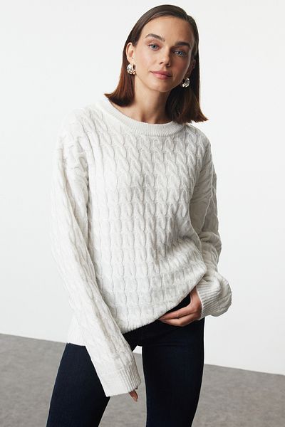 Trendyol Collection Ecru Sustainable Couple Soft Knitwear Sweater - Twoaw25Kz00334