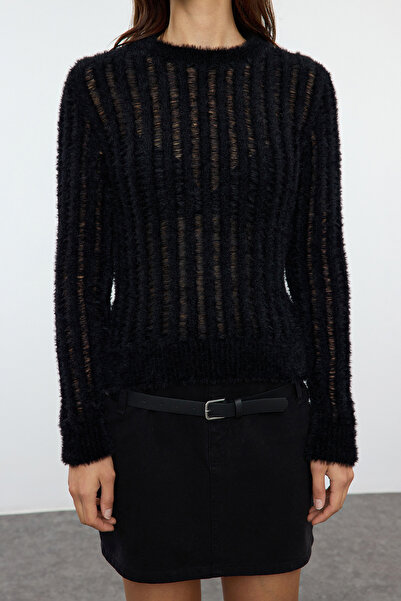 Trendyol Collection Thin Transparent Black Knitwear Sweater - TWOAW25KZ00229