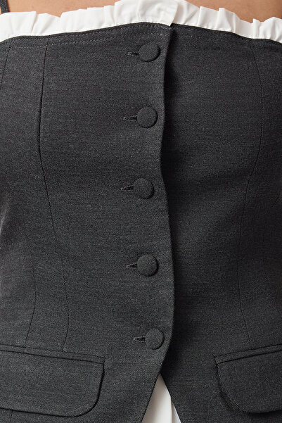 Trendyol Collection Strappy Anthracite Woven Vest - Twoaw25Ye00057