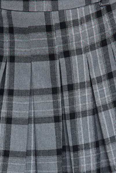 Trendyol Collection Fusta mini țesătă cu model în carouri plisate antracit TWOAW25ET00025