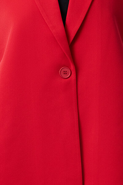 Trendyol Collection Red Oversize Accessory Detailed Woven Vest Twoaw23Ye00032