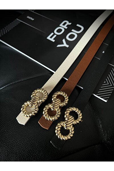 Fiori منتج مكون من 3 قطع - حزام نسائي رفيع بإبزيم ذهبي، حزام سترة، حزام قميص، حزام فستان