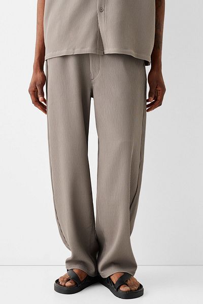 Bershka Wide Leg Pleated Pants