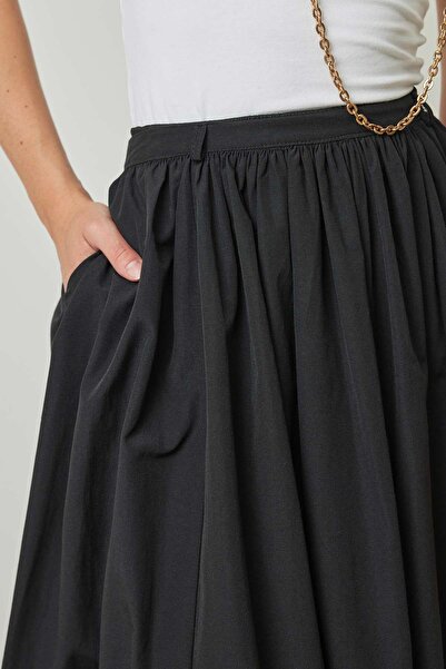 Hooopstore Black Skirt - Gather Detailed