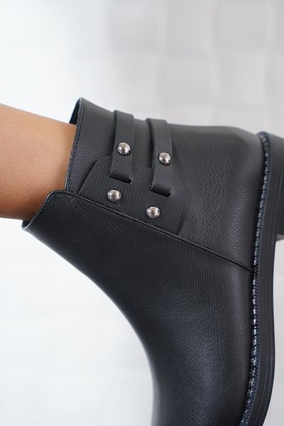 Moda Pie Μαύρα Neya Casual Γυναικείες Μπότες - Πλαϊνό Trock και Δερμάτινο