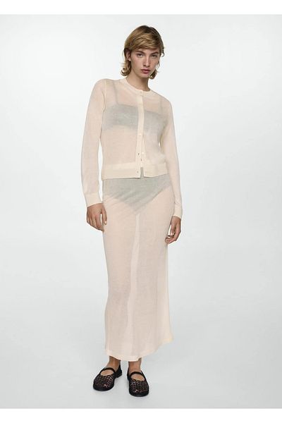 MANGO Woman Fustă Tricotaj Semi-Transparentă