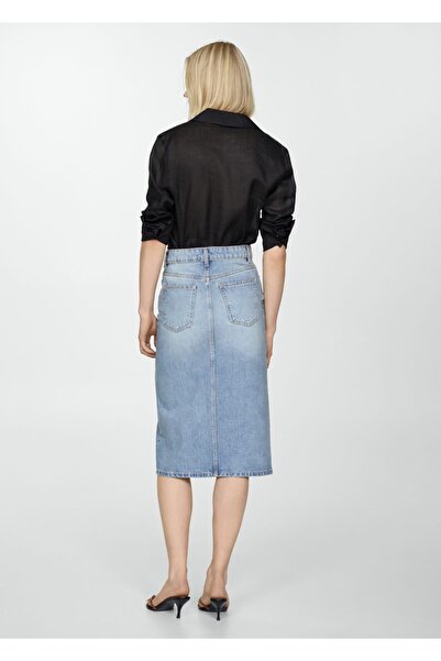 MANGO Woman Midi denim etek