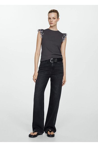 MANGO Woman T-Shirt with Fly Sleeves