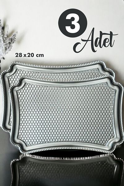 Arsimo 3-Piece Stainless Metal Coffee Presentation Promise Engagement Tray| Rectangular Tea Coffee Tray Without Fingerprints