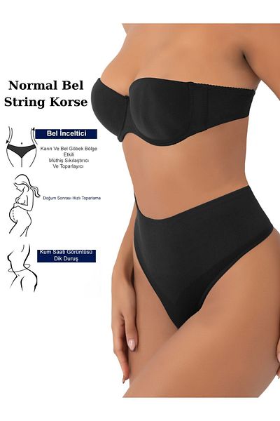 EMBA KORSE Black Women's Corset - Seamless and Recovery Regular Waist Butt Panties