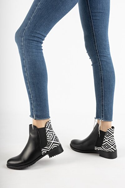 BAKGİY Siyah Kilim Desenli Kadın Bot BG1001-116-0005