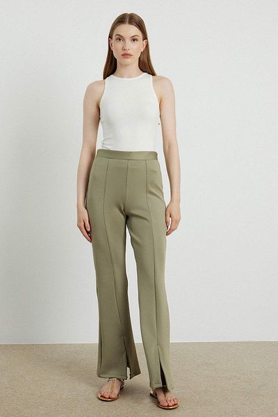 Hooopstore SCUBA PANT WITH FRONT SLIT - ACY GREEN