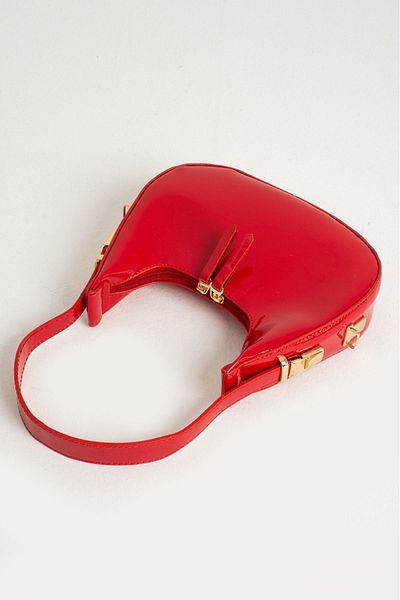 Mybag Patent Leather Cherry Bag - Women's Shoulder Bag with Zipper and Strap