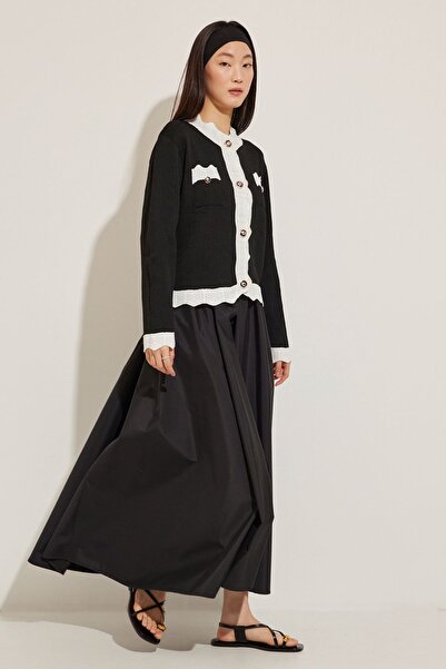 Hooopstore GIGI FLYWHEEL DETAILED KNITWEAR CARDIGAN - BLACK