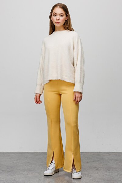 Hooopstore Ön Yırtmaçlı Scuba Pantolon - Hardal