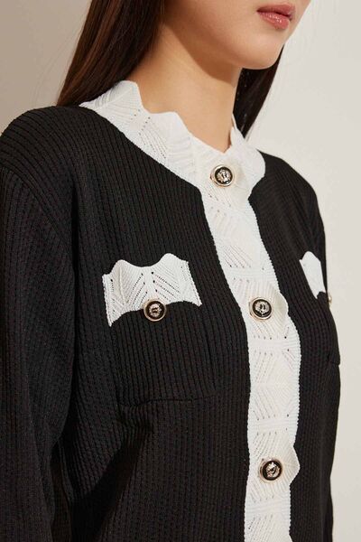 Hooopstore GIGI FLYWHEEL DETAILED KNITWEAR CARDIGAN - BLACK